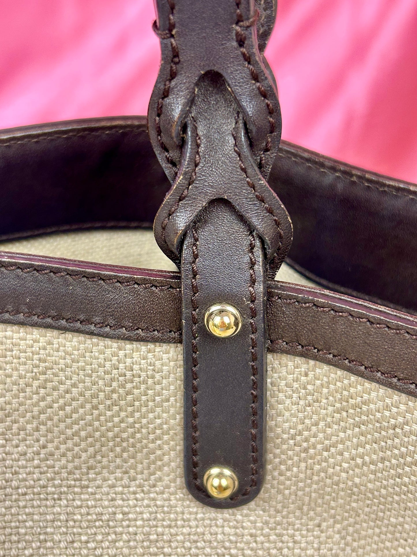 Brown and Linen Gucci Tote and Pouch