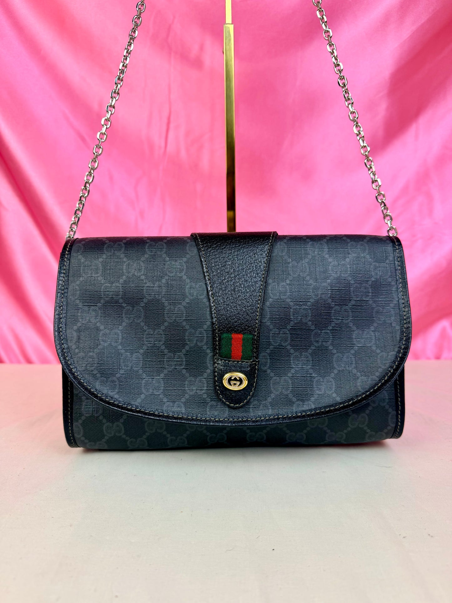 Black Sherry Line Clutch on Chain