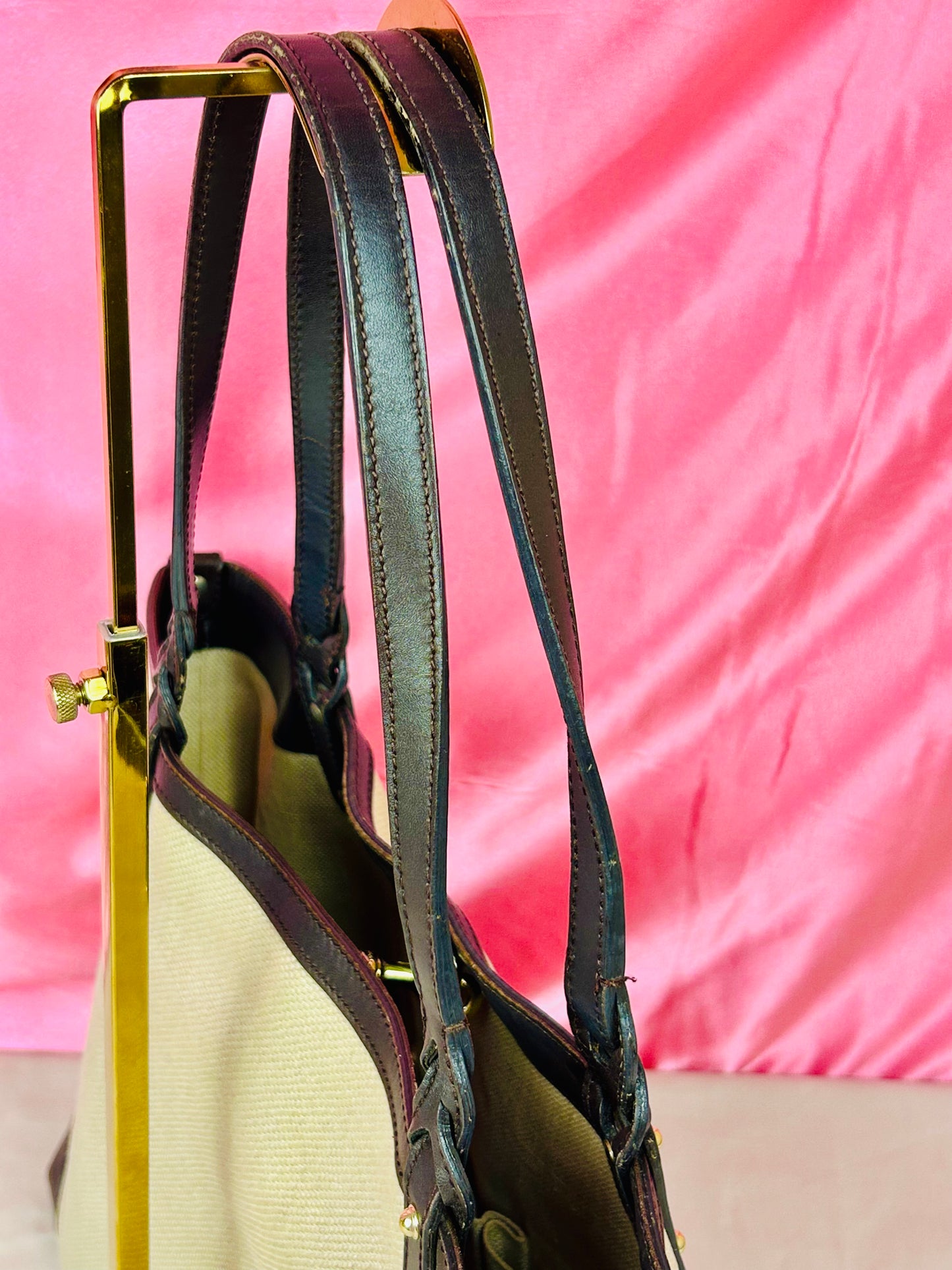 Brown and Linen Gucci Tote and Pouch