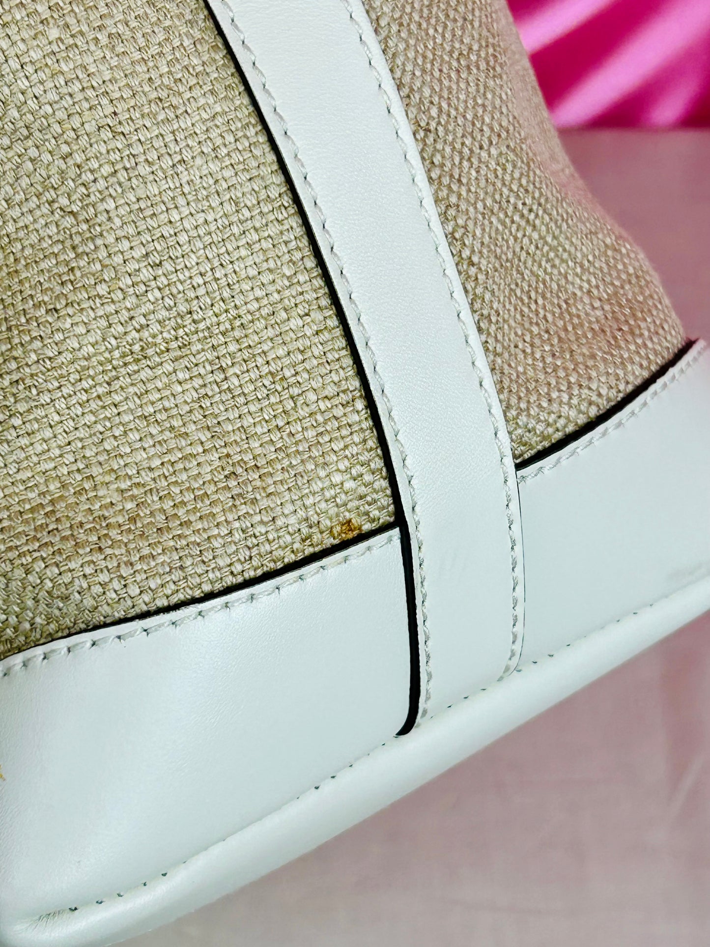 White and Linen Gucci Tote