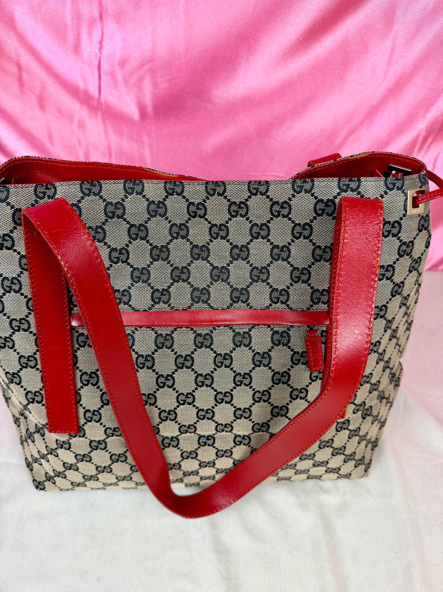Gucci Red/Navy Supreme Tote
