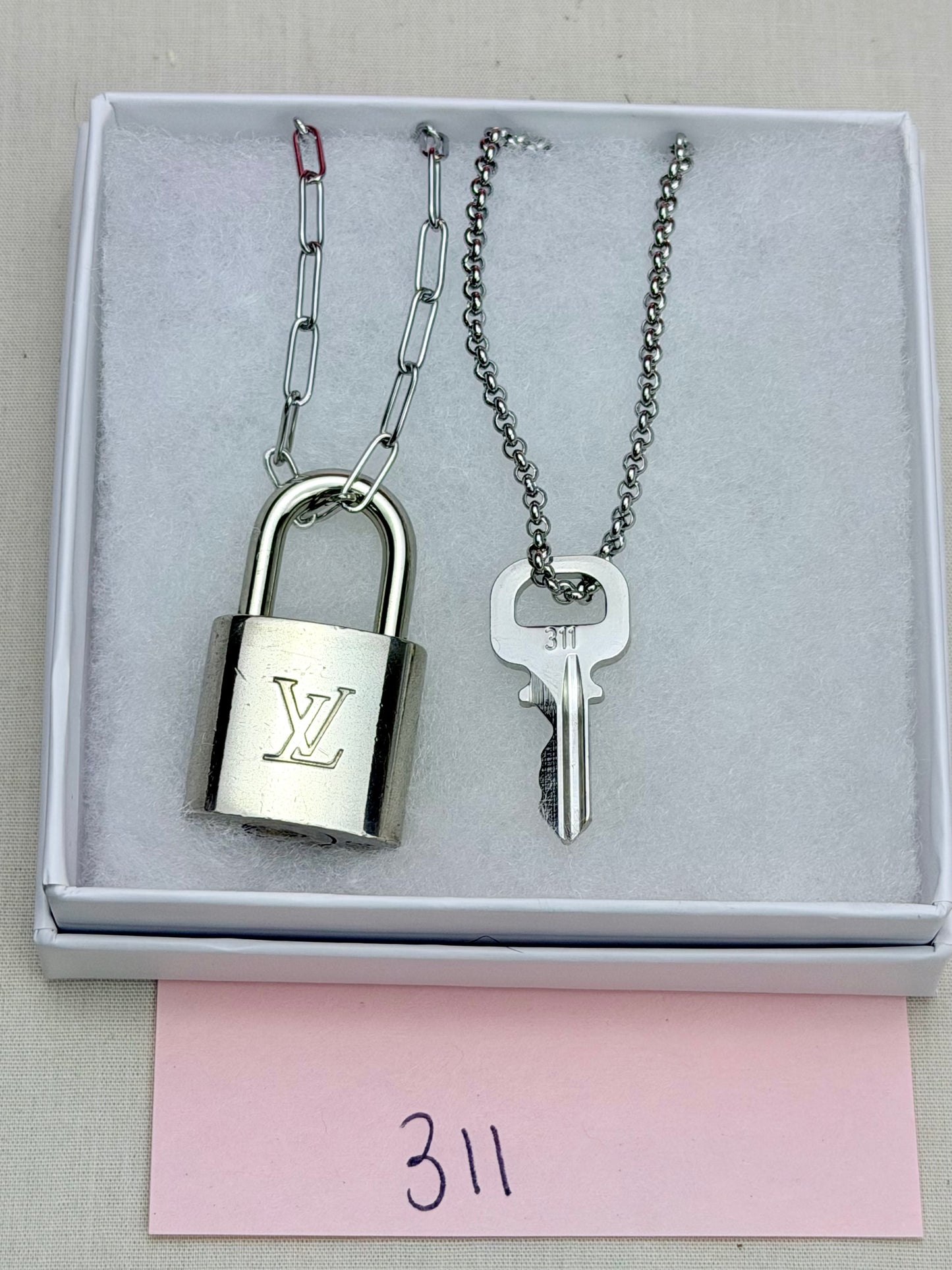 Silver Lock and Key Necklaces (4)