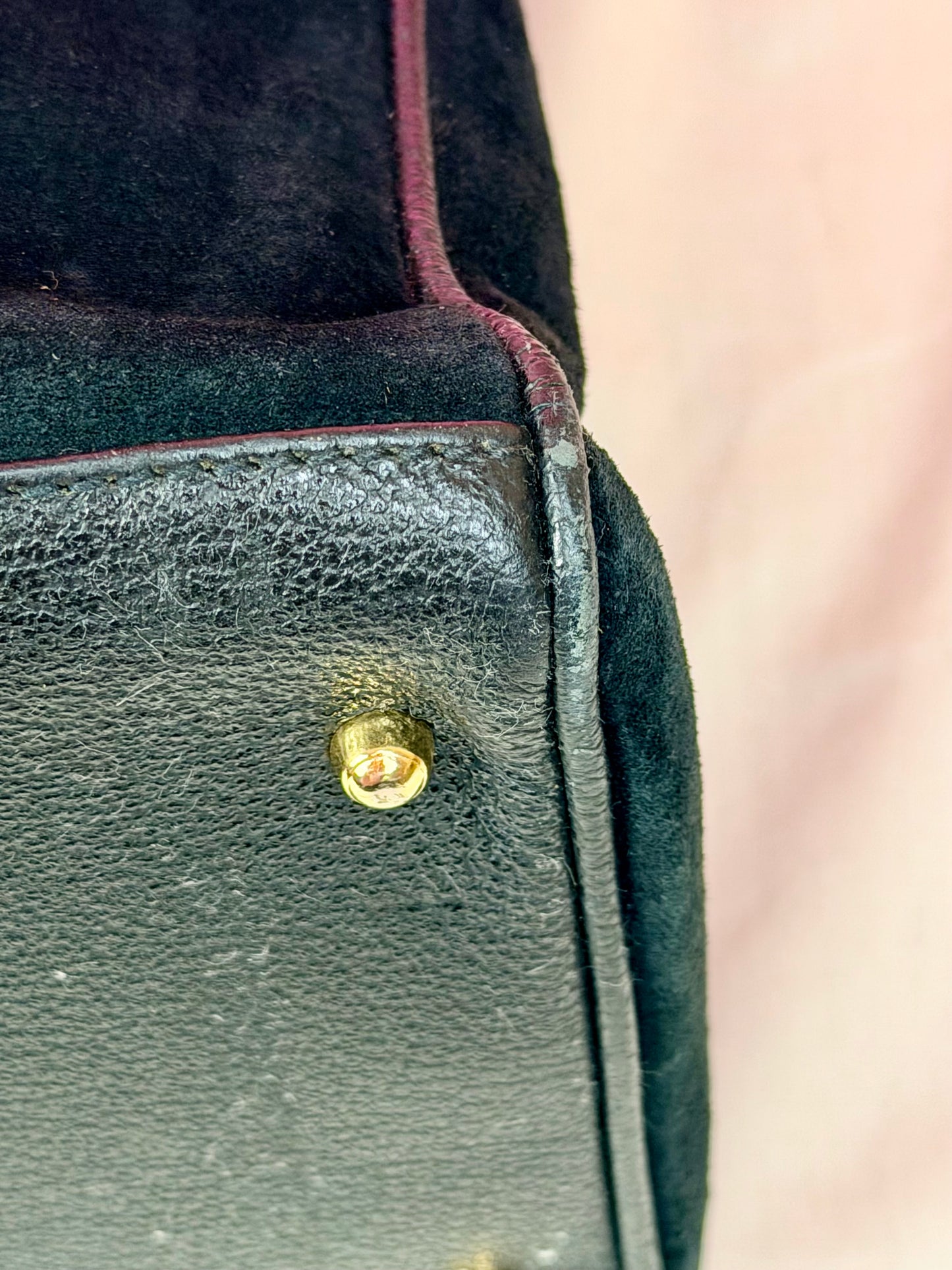 Gucci Black Suede Bamboo Tote