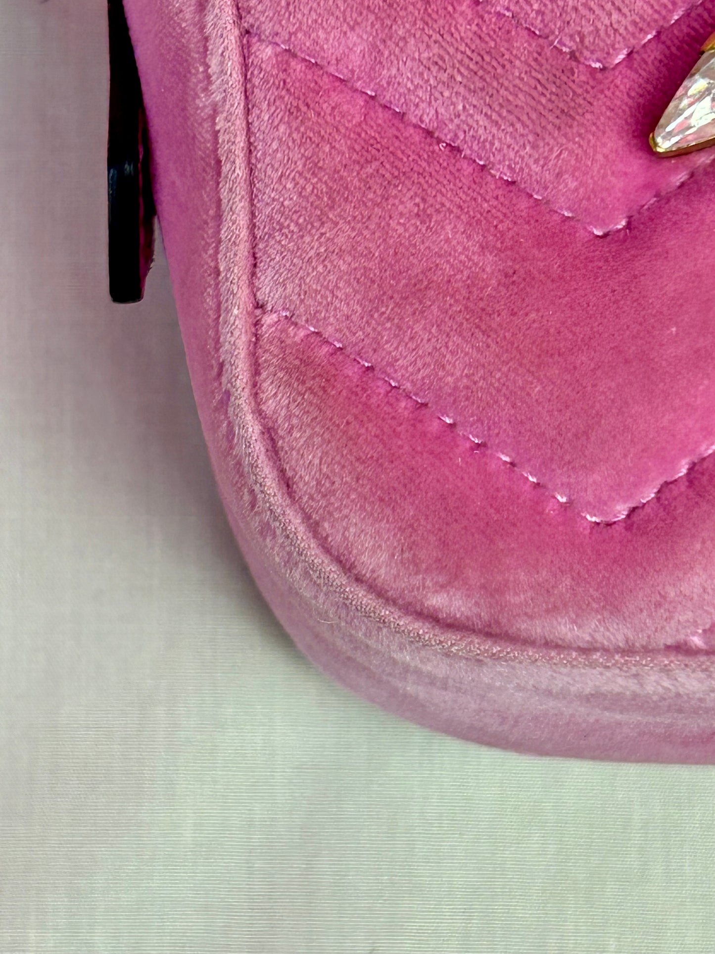 Pink Velvet and Crystal Mini Marmont