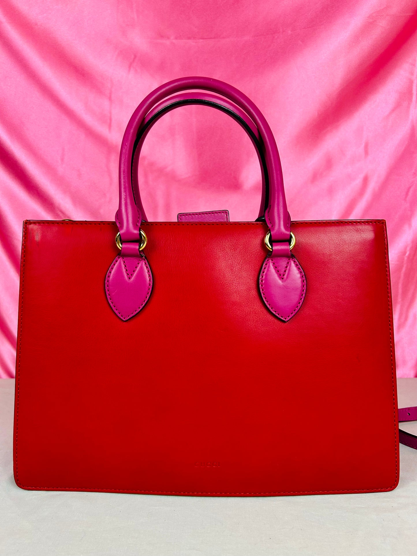 Gucci Red and Pink Open Top Tote