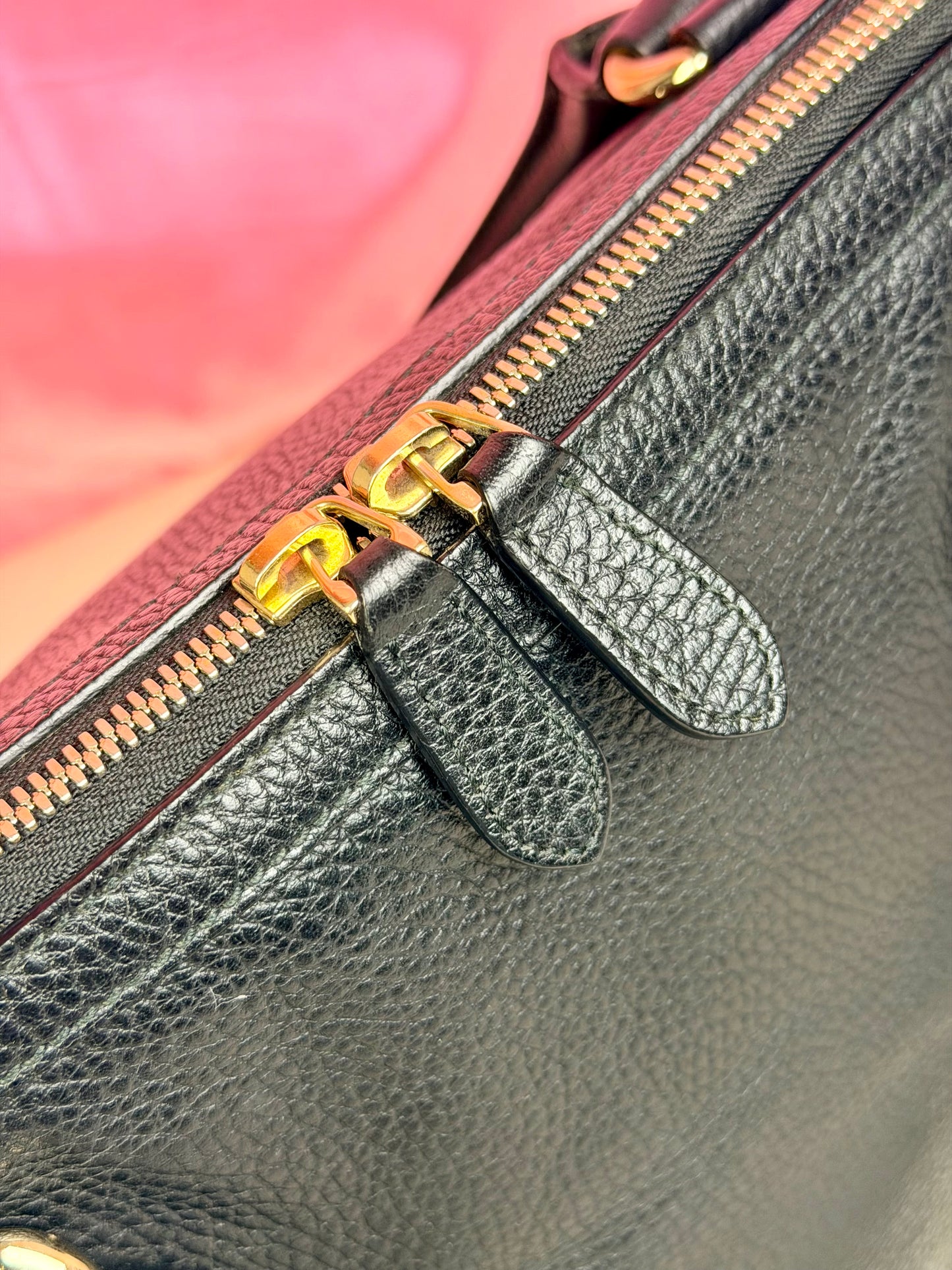 Black Gucci Dollar Calfskin Dome Satchel