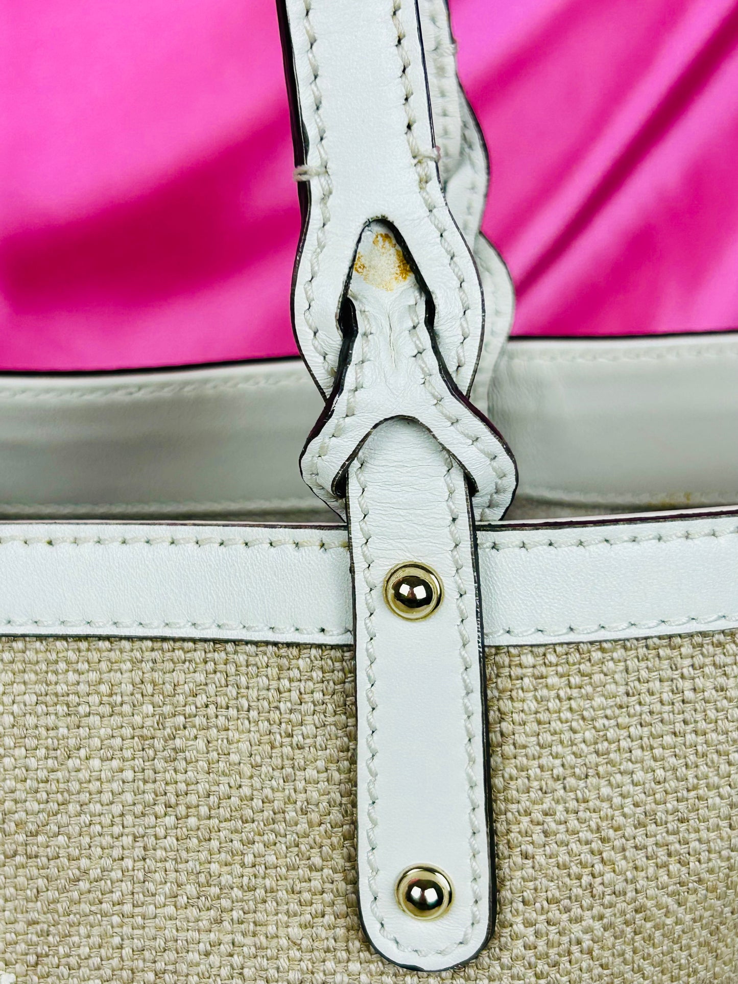 White and Linen Gucci Tote
