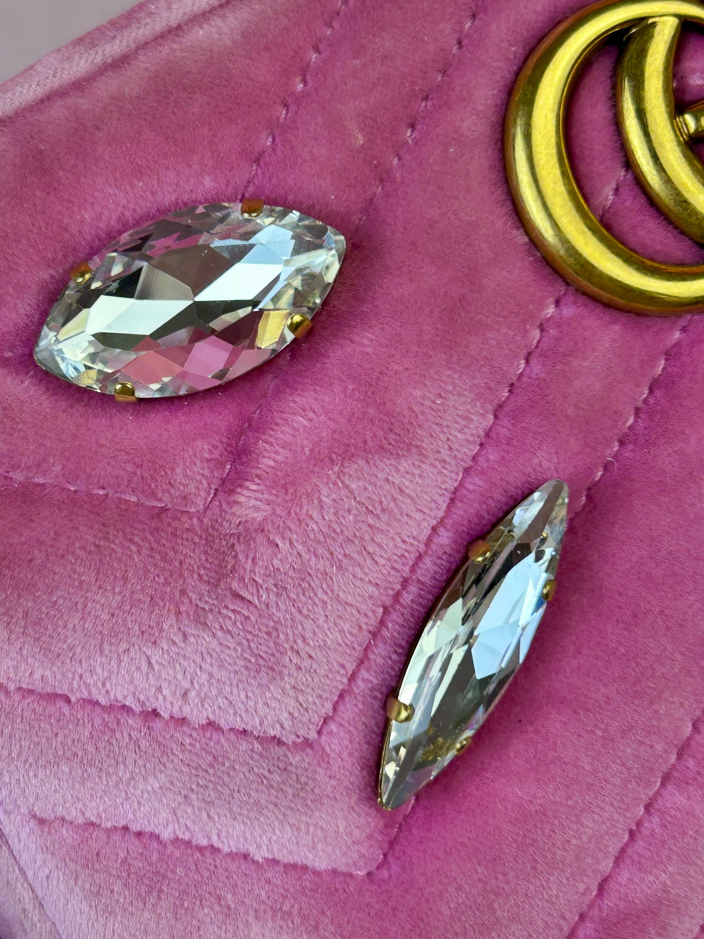 Pink Velvet and Crystal Mini Marmont