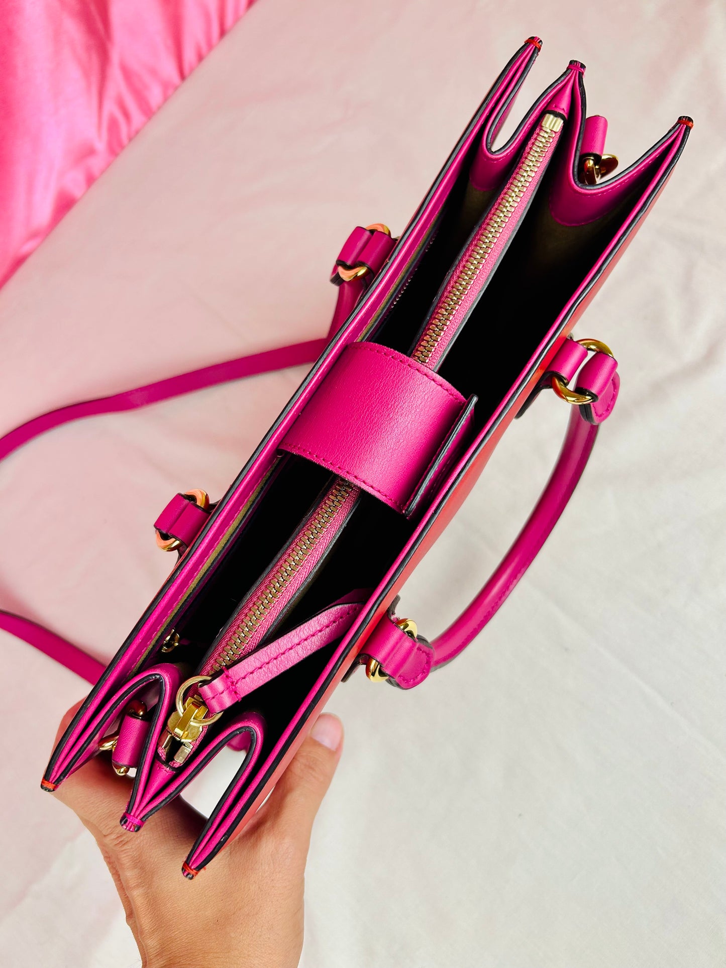 Gucci Red and Pink Open Top Tote