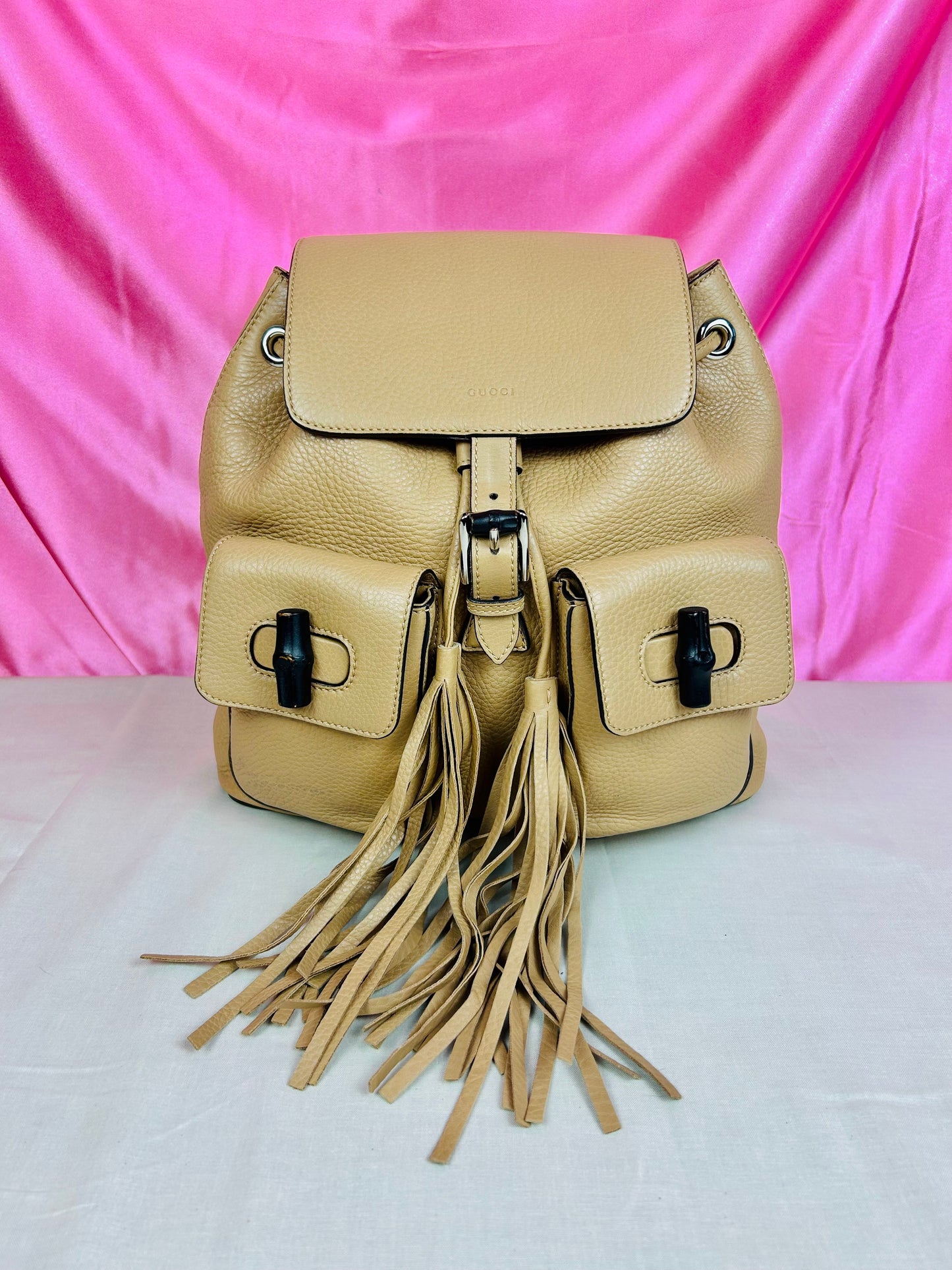 Gucci Tan Leather Bamboo Backpack (New Model)