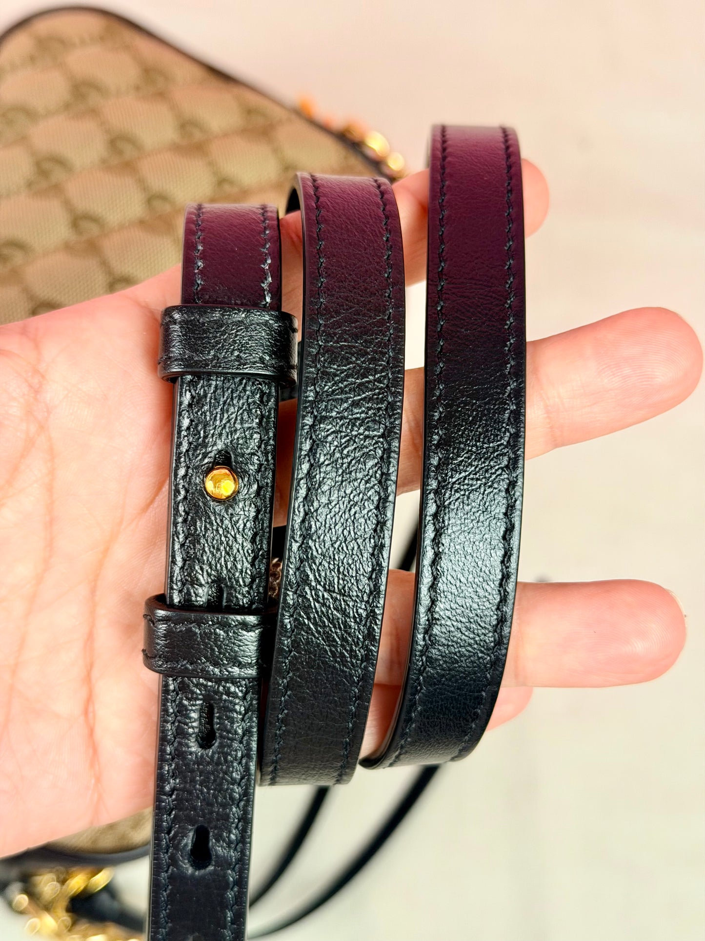 Black and Beige Small Gucci Marmont