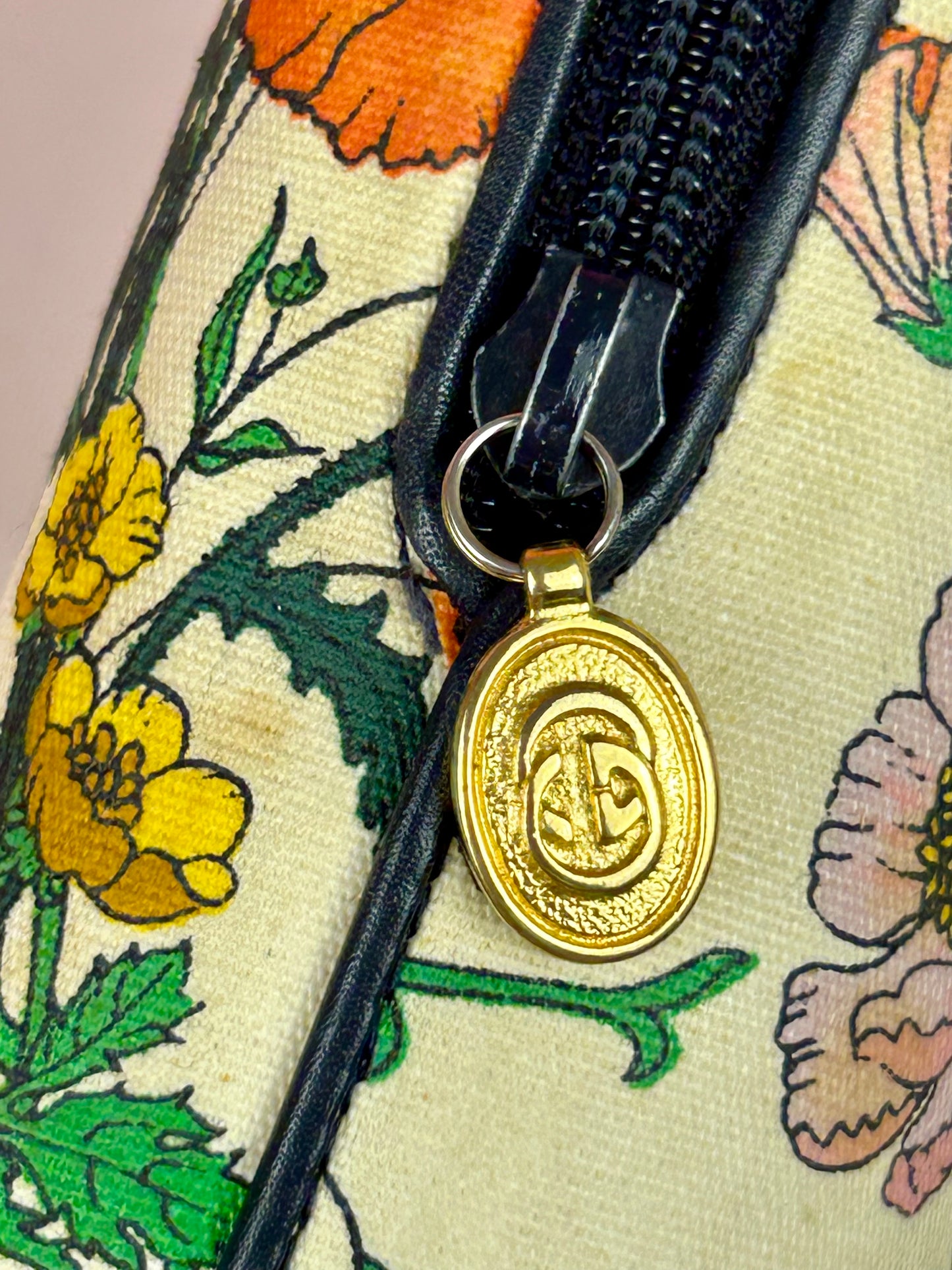 Vintage Floral and Navy Gucci Crossbody