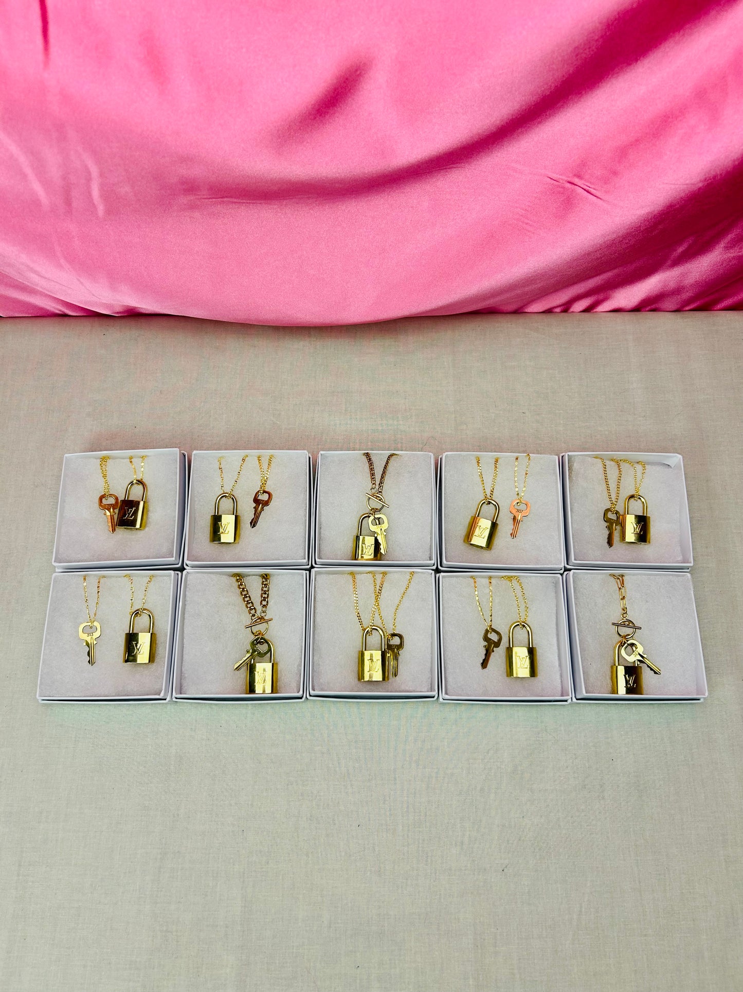 Lock and Key Necklace Set