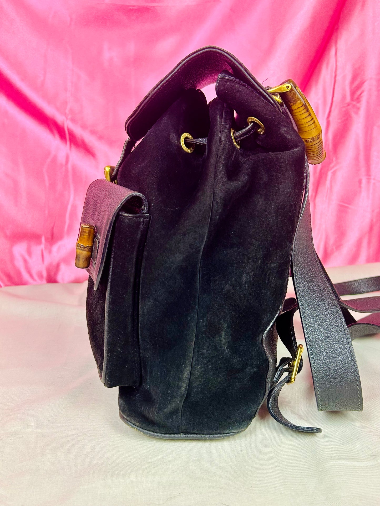 Black Gucci Bamboo Backpack