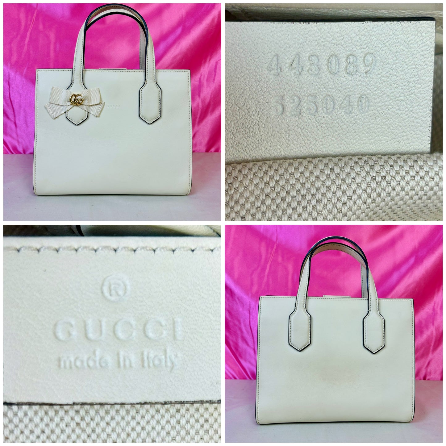 Small White Gucci Ribbon Tote