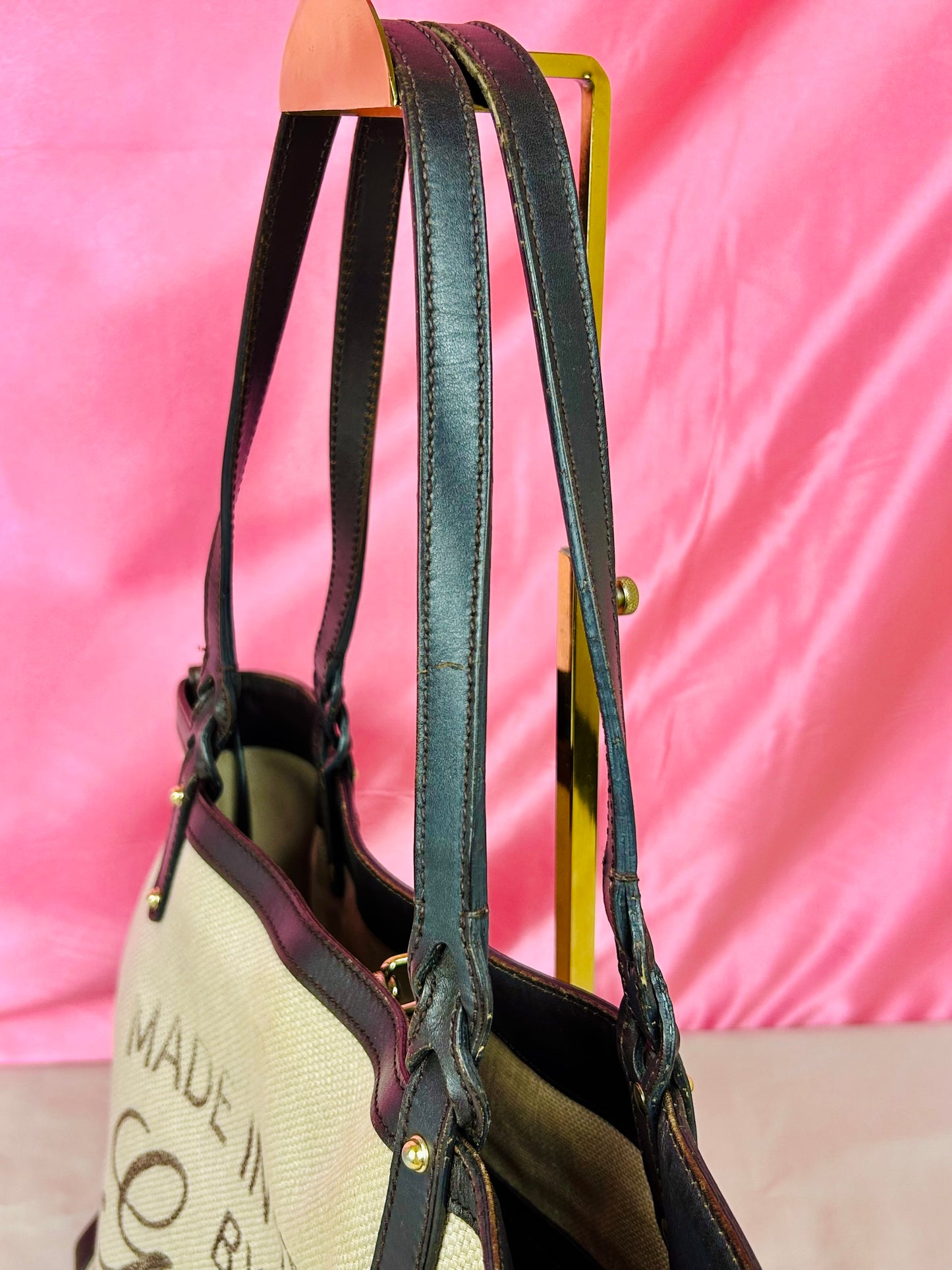 Brown and Linen Gucci Tote and Pouch