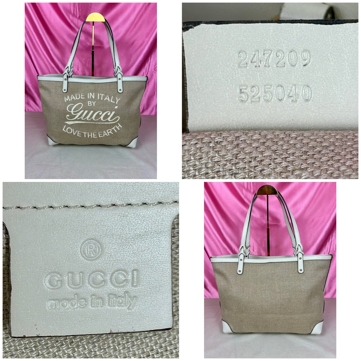 White and Linen Gucci Tote