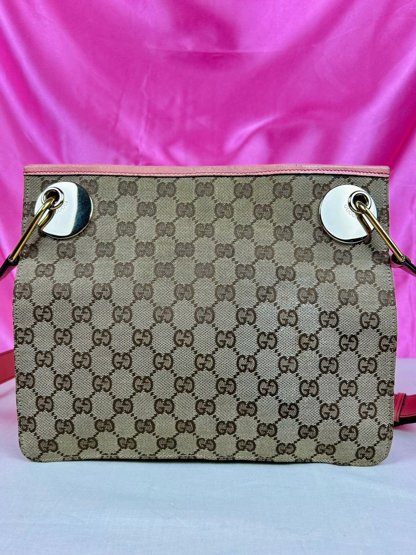 Gucci Pink Strap Supreme Crossbody