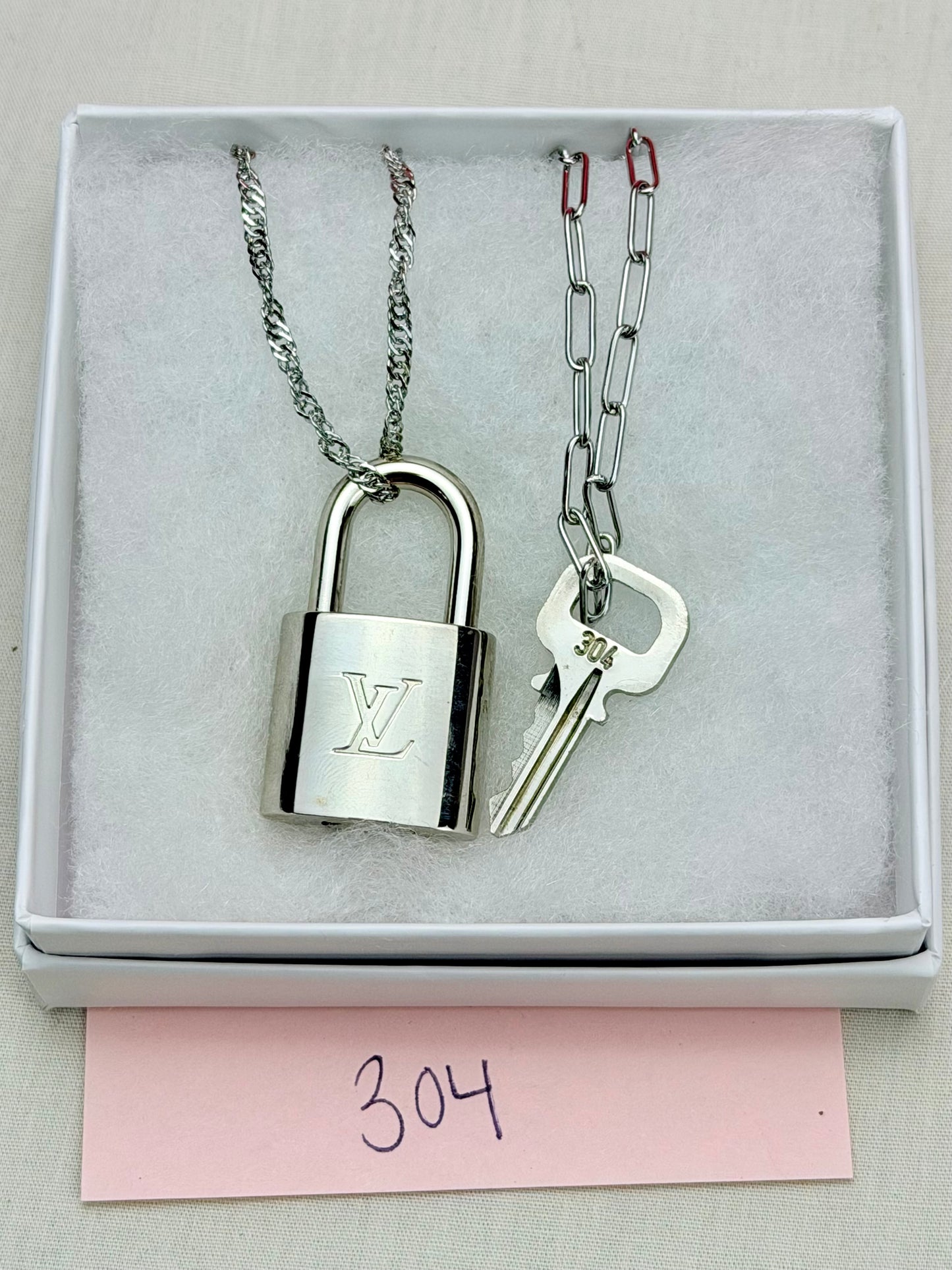 Silver Lock and Key Necklaces (4)