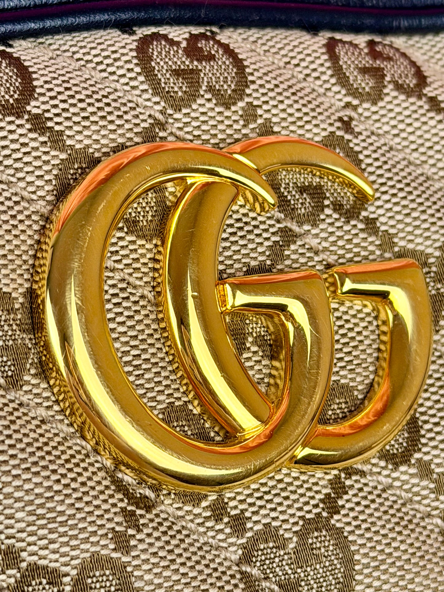 Black and Beige Small Gucci Marmont
