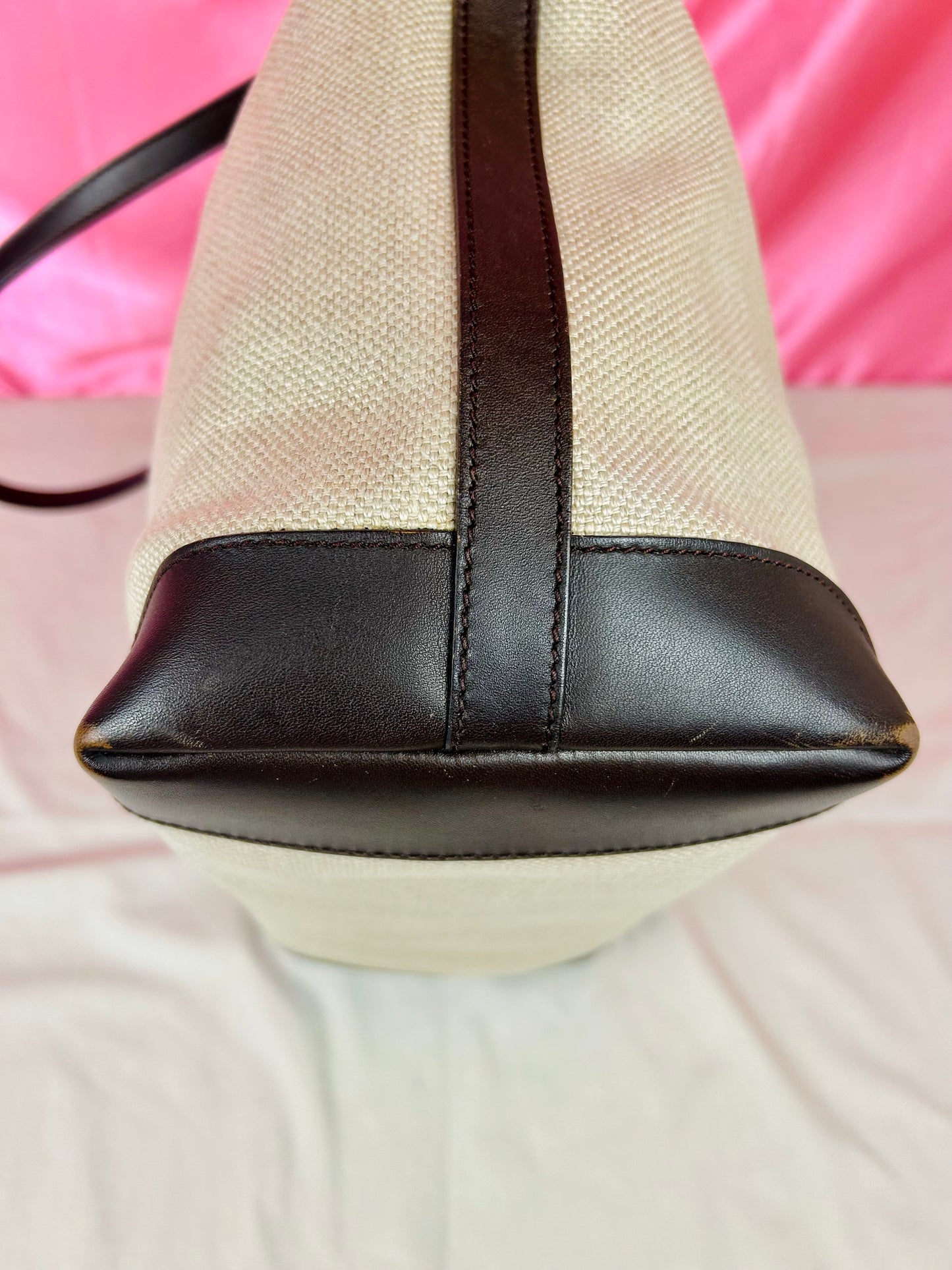 Brown and Linen Gucci Tote and Pouch