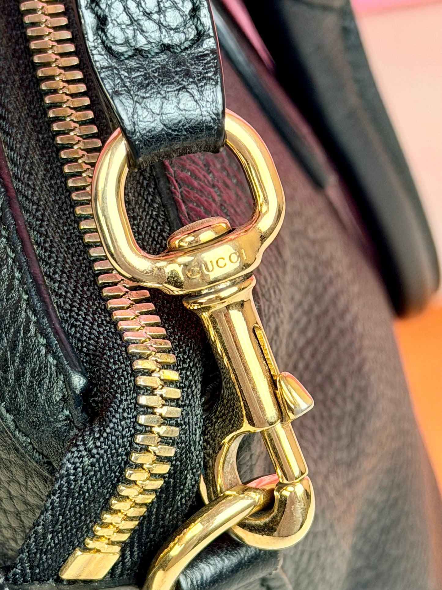 Black Gucci Dollar Calfskin Dome Satchel