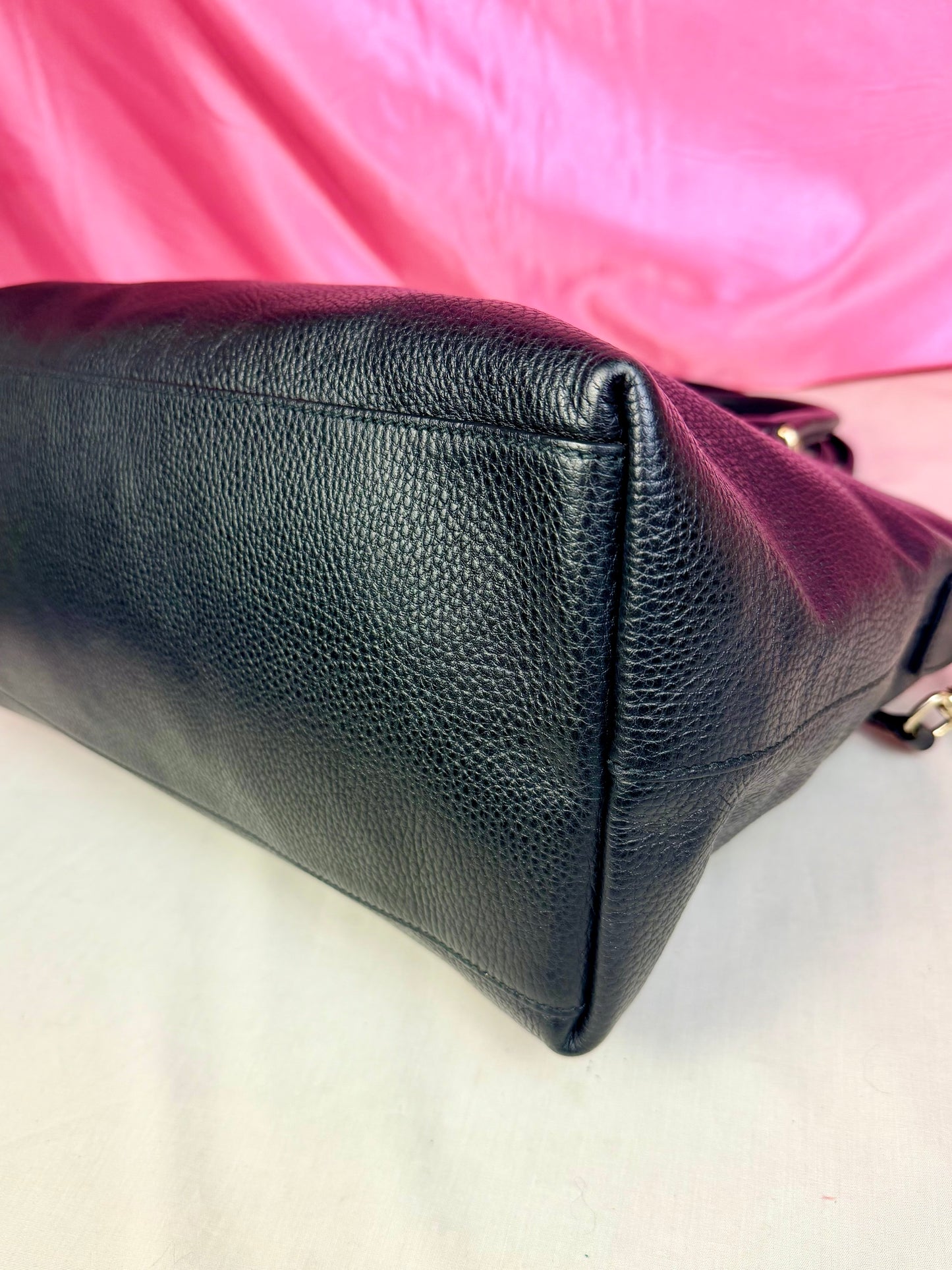 Black Gucci Dollar Calfskin Dome Satchel