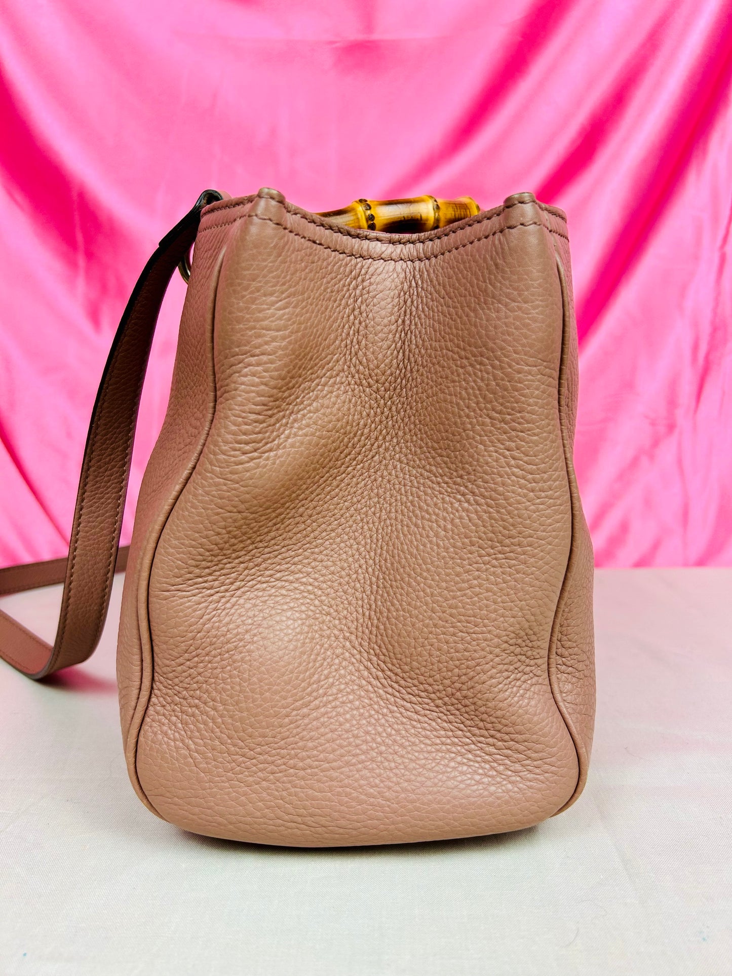 Mauve Gucci Bamboo Handle Two-Way