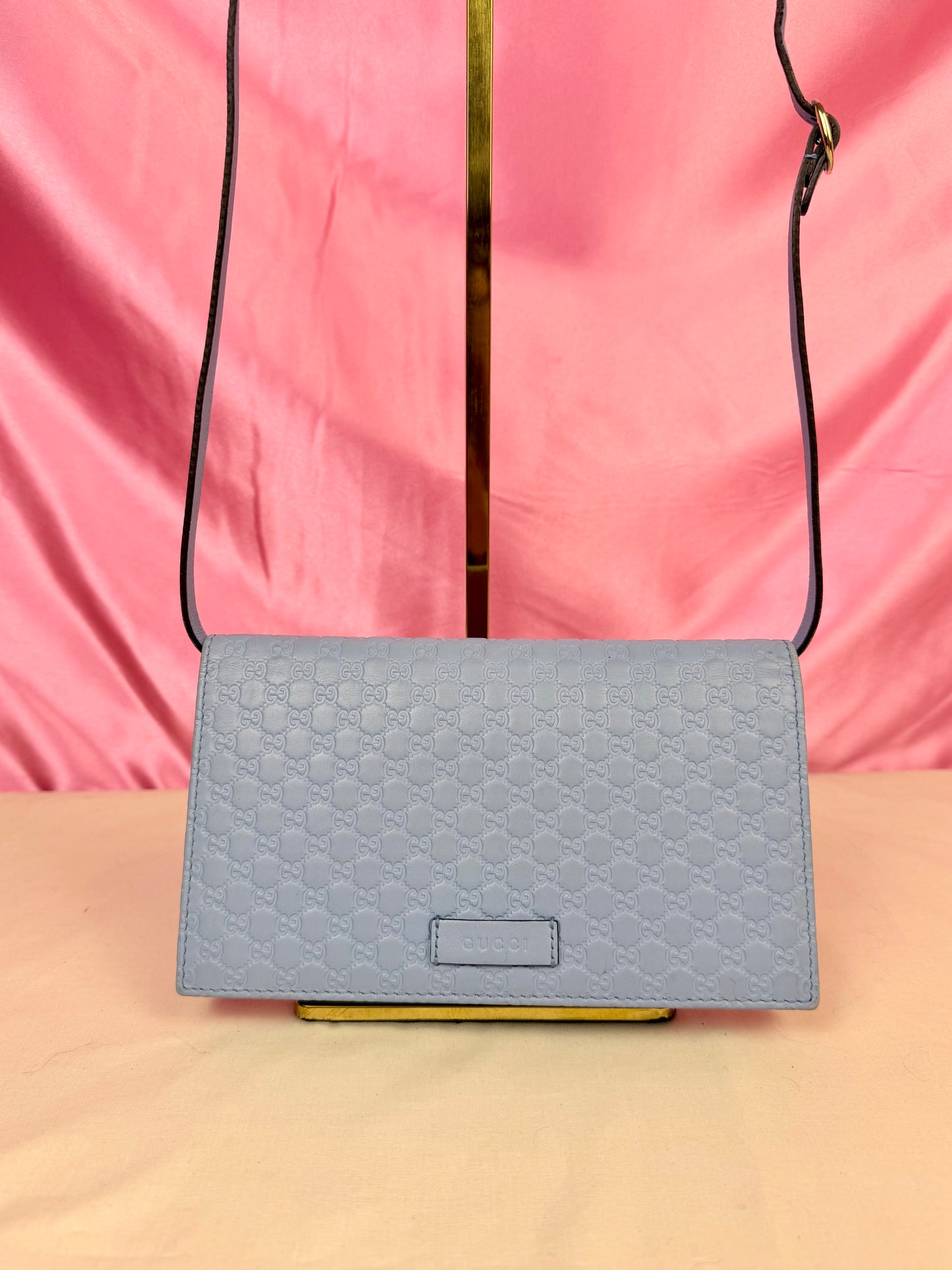 Blue Microguccimissia Wallet on Strap