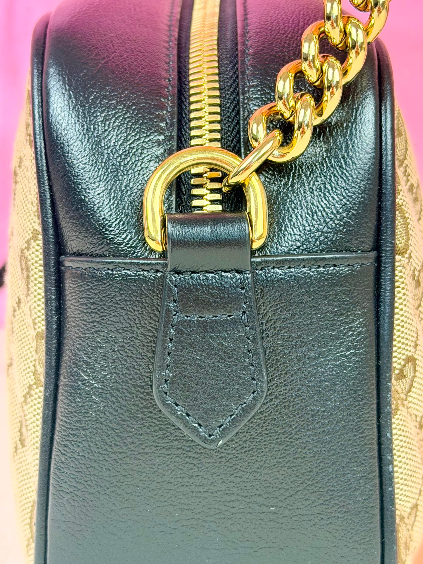 Black and Beige Small Gucci Marmont