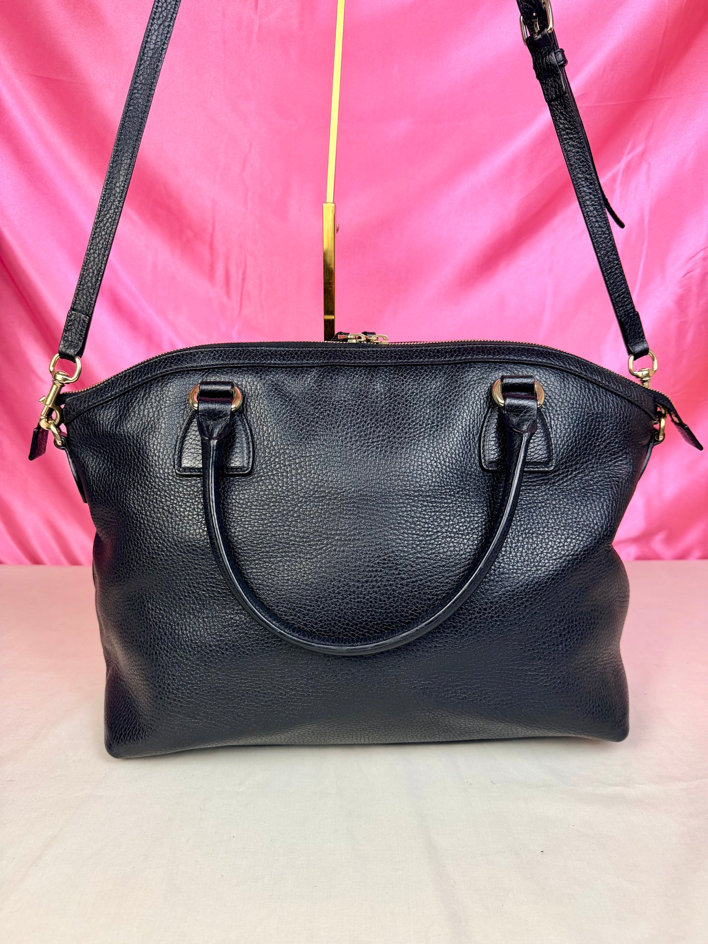 Black Gucci Dollar Calfskin Dome Satchel
