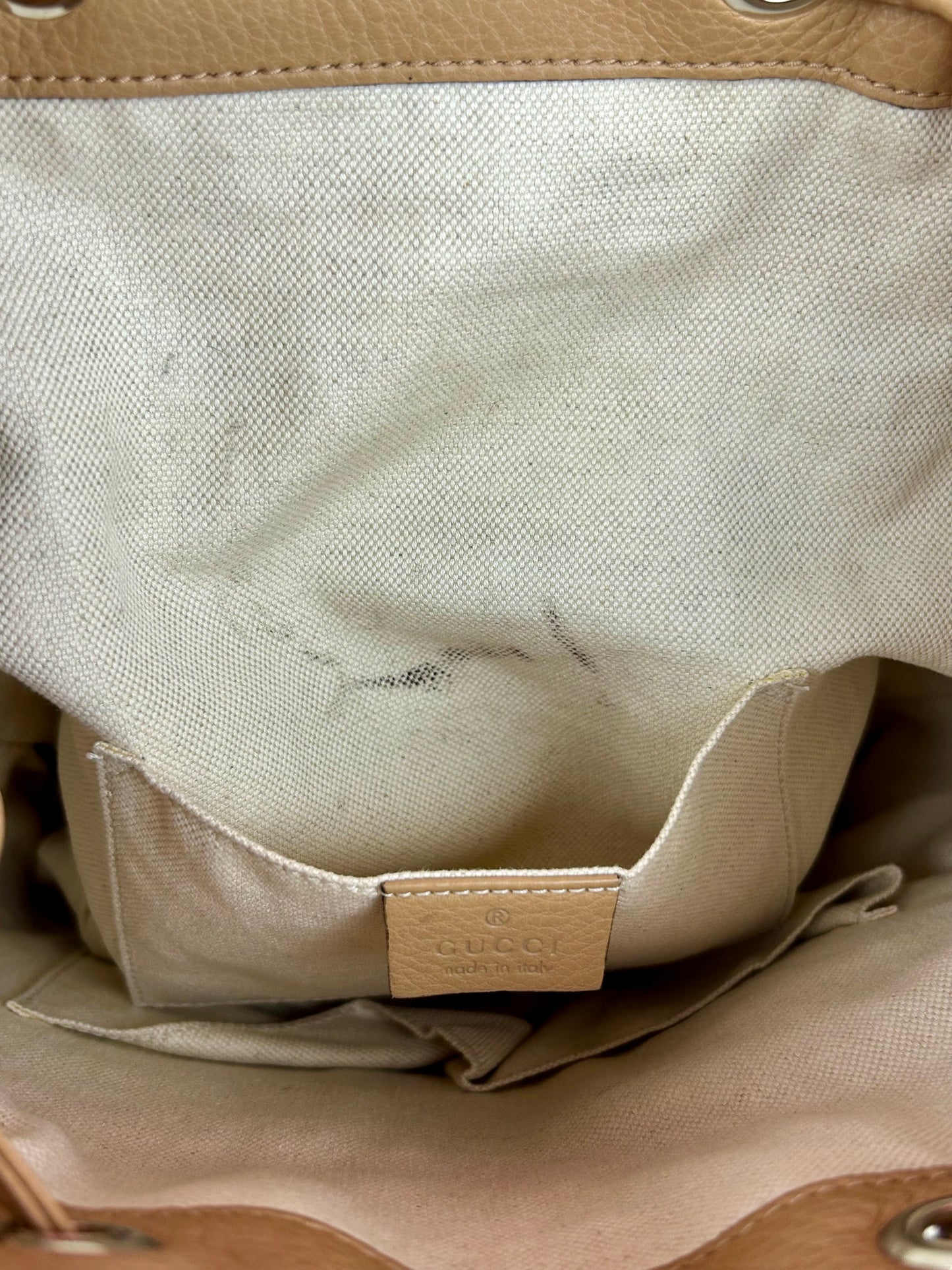 Gucci Tan Leather Bamboo Backpack (New Model)