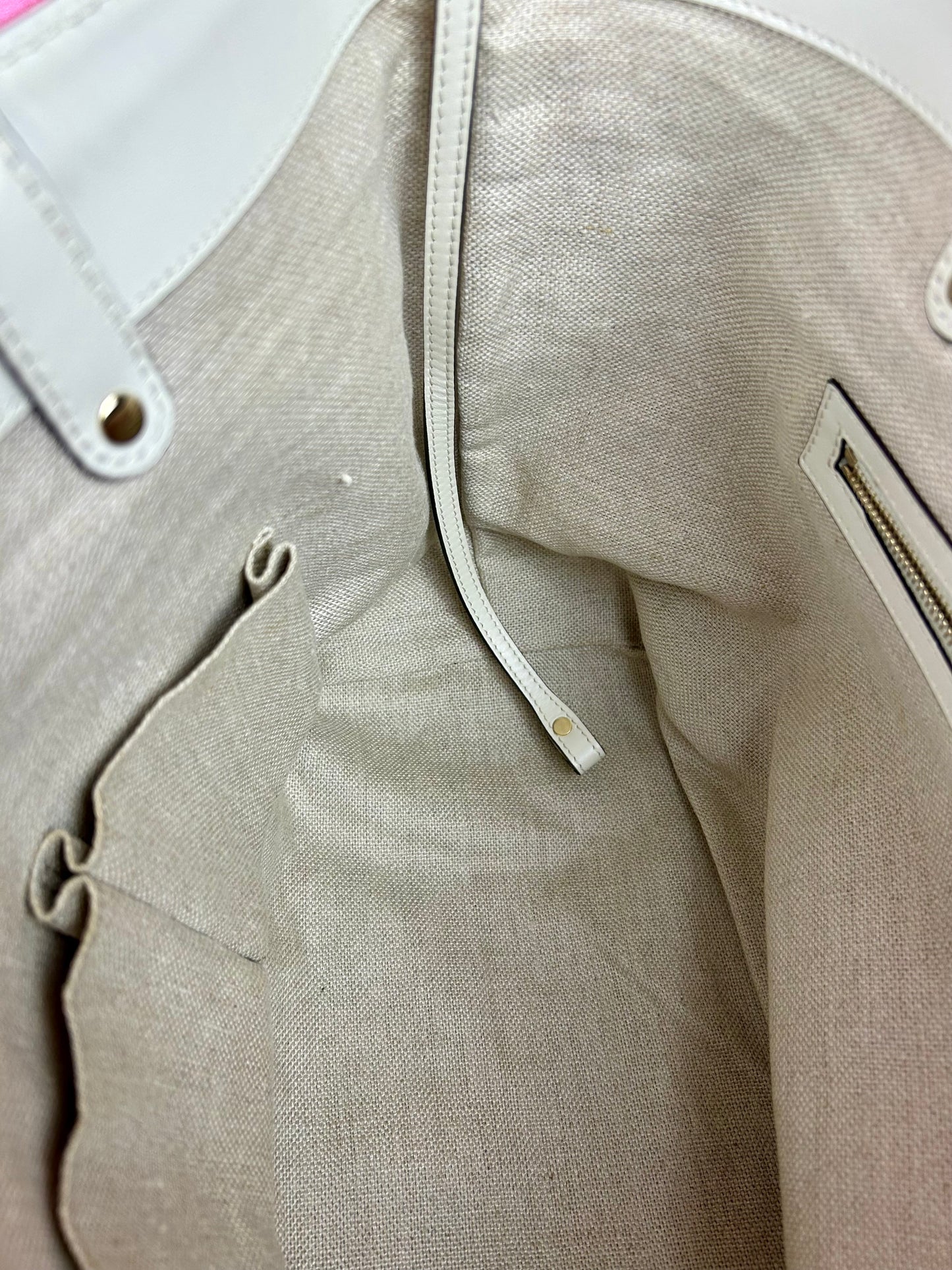 White and Linen Gucci Tote